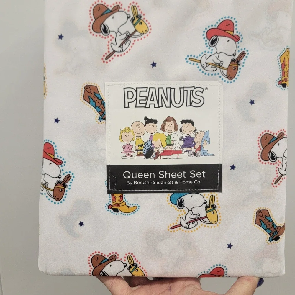 NEW‎ Berkshire Peanuts Snoopy Western Cowboy Boots Rodeo Queen Sheet Set 4pc